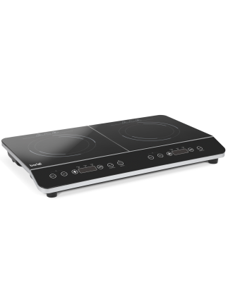 Baridi Portable Induction Hob: Two Zone Cooktop with 13A Plug, 2800W, 10 Power Settings, Touch Controls, 3-Hour Timer Function, 