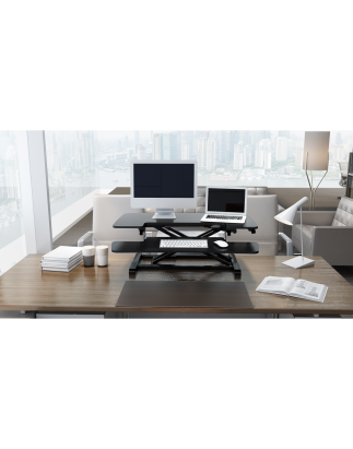 Dellonda Convertisseur de bureau debout réglable en hauteur de 89 cm, hauteur maximale de 50 cm, capacité de 15 kg