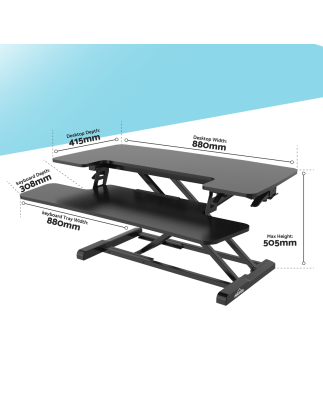 Dellonda 89cm Height Adjustable Standing Desk Converter, 50cm Max Height, 15kg Capacity