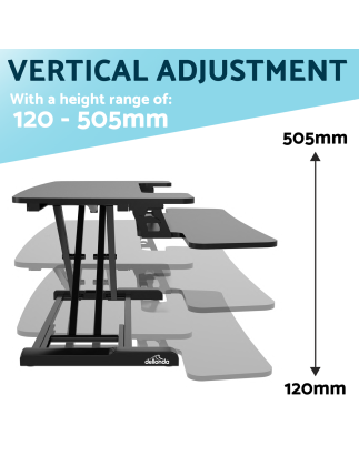 Dellonda Convertisseur de bureau debout réglable en hauteur de 89 cm, hauteur maximale de 50 cm, capacité de 15 kg