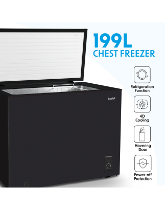 Baridi Freestanding Chest Freezer, 199L Capacity, Garages and Outbuilding Safe, -12 to -24°C Adjustable Thermostat with Refriger