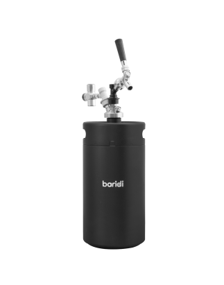 Baridi 5L Matte Black Mini Keg Growler Deluxe Style Beer Tap and CO2 Cartridge Holder