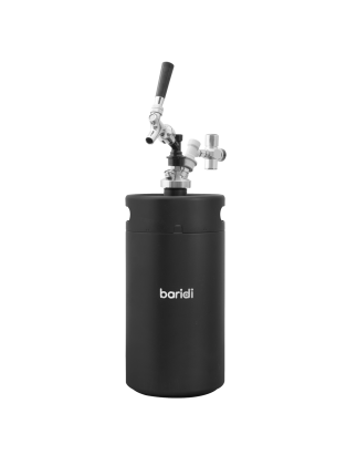 Baridi 5L Matte Black Mini Keg Growler Deluxe Style Beer Tap and CO2 Cartridge Holder