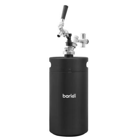 Baridi 5L Noir Mat Mini Keg Growler Deluxe Style Robinet à Bière et Porte-Cartouche de CO2