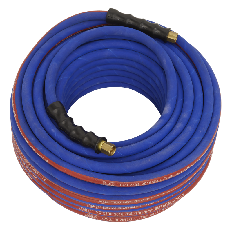 Tuyau d'air extra-robuste avec raccords BSP 1/4" 30 m x 8 mm