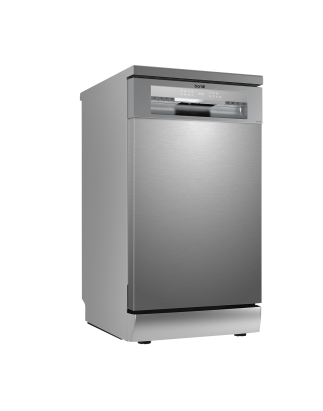 Baridi Slimline Freestanding Dishwasher, 45cm Wide with 10 Place Settings, 8 Programs & 5 Functions, LED Display, Silver