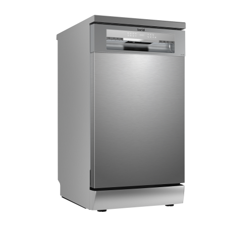 Baridi Slimline Freestanding Dishwasher, 45cm Wide with 10 Place Settings, 8 Programs & 5 Functions, LED Display, Silver