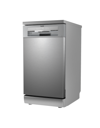 Baridi Slimline Freestanding Dishwasher, 45cm Wide with 10 Place Settings, 8 Programs & 5 Functions, LED Display, Silver