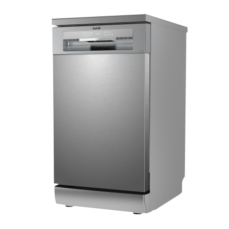 Baridi Slimline Freestanding Dishwasher, 45cm Wide with 10 Place Settings, 8 Programs & 5 Functions, LED Display, Silver