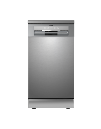 Baridi Slimline Freestanding Dishwasher, 45cm Wide with 10 Place Settings, 8 Programs & 5 Functions, LED Display, Silver