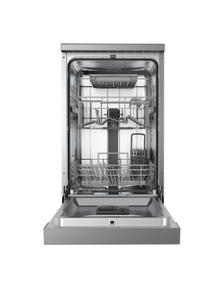 Baridi Slimline Freestanding Dishwasher, 45cm Wide with 10 Place Settings, 8 Programs & 5 Functions, LED Display, Silver