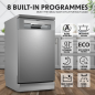 Baridi Slimline Freestanding Dishwasher, 45cm Wide with 10 Place Settings, 8 Programs & 5 Functions, LED Display, Silver