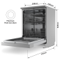 Baridi Freestanding Dishwasher, Full Size, Standard 60cm Wide with 14 Place Settings, 8 Programs & 5 Functions, LED Display, Sil