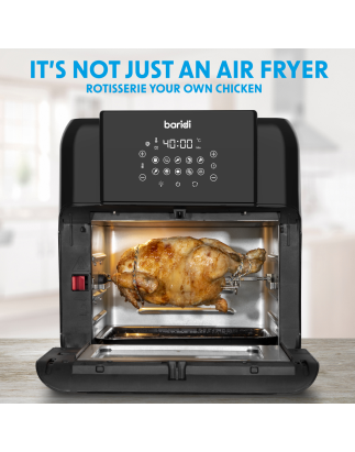 Baridi Air Fryer & Rotisserie, 10 Preset Programs, 1500W, 12L, Black & Silver