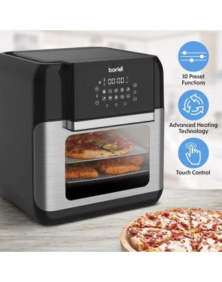 Baridi Air Fryer & Rotisserie, 10 Preset Programs, 1500W, 12L, Black & Silver