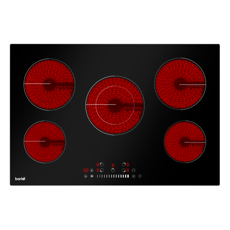 Baridi 77cm Built-In Ceramic Hob with 5 Cooking Zones, Black Glass, 8200W with Slider Touch Controls, Timer