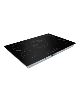 Baridi 77cm Built-In Ceramic Hob with 5 Cooking Zones, Black Glass, 8200W with Slider Touch Controls, Timer