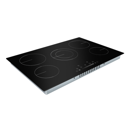 Baridi 77cm Built-In Ceramic Hob with 5 Cooking Zones, Black Glass, 8200W with Slider Touch Controls, Timer