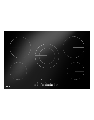 Baridi 77cm Built-In Ceramic Hob with 5 Cooking Zones, Black Glass, 8200W with Slider Touch Controls, Timer