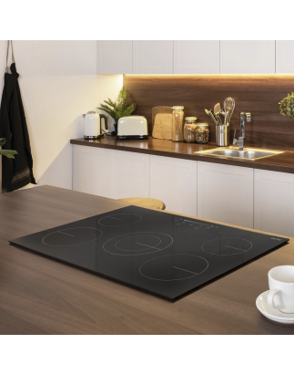 Baridi 77cm Built-In Ceramic Hob with 5 Cooking Zones, Black Glass, 8200W with Slider Touch Controls, Timer