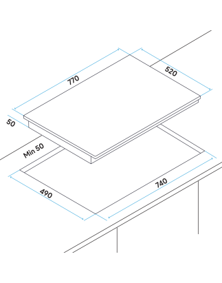 Plaque de cuisson vitrocéramique encastrable Baridi 77 cm avec 5 zones de cuisson, verre noir, 8 200 W avec commandes tactiles c