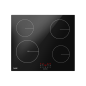 Plaque à induction encastrable Baridi 60 cm avec 4 zones de cuisson, verre noir, 6800 W avec 9 réglages de puissance, commandes 