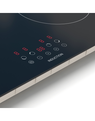 Baridi 60cm Built-In Induction Hob with 4 Cooking Zones, Black Glass, 6800W with 9 Power Settings, Touch Controls & Timer, Hardw