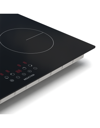 Baridi 60cm Built-In Induction Hob with 4 Cooking Zones, Black Glass, 6800W with 9 Power Settings, Touch Controls & Timer, Hardw