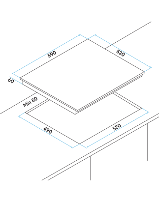 Plaque à induction encastrable Baridi 60 cm avec 4 zones de cuisson, verre noir, 6800 W avec 9 réglages de puissance, commandes 