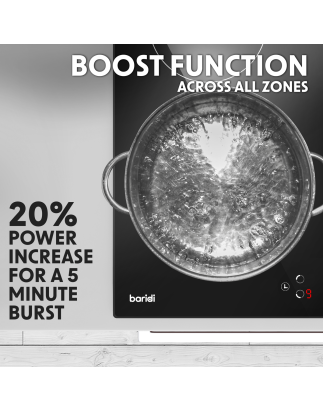 Baridi 60cm Built-In Induction Hob with 4 Cooking Zones, 2800W, Boost Function, 9 Power Levels, Touch Control, Timer, supplied w