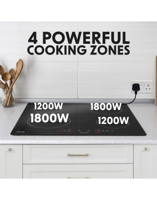 Baridi 60cm Built-In Induction Hob with 4 Cooking Zones, 2800W, Boost Function, 9 Power Levels, Touch Control, Timer, supplied w