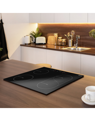 Baridi 60cm Built-In Induction Hob with Bridge Zone, 4 Cooking Zones, 2800W, Boost Function, 9 Power Levels, Touch Control & Tim