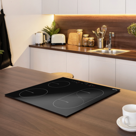 Baridi 60cm Built-In Induction Hob with Bridge Zone, 4 Cooking Zones, 2800W, Boost Function, 9 Power Levels, Touch Control & Tim