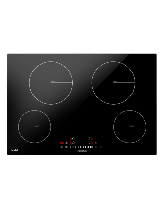 Baridi 77cm Built-In Induction Hob with 4 Cooking Zones, 7200W, Boost Function, 9 Power Levels, Touch Control & Timer, Hardwired