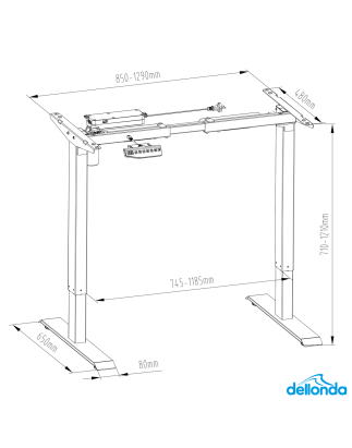 Dellonda Electric Adjustable Desk Frame, Digital Controls, 70kg Capacity, Black