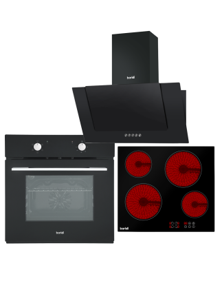 Baridi 4 Zone Ceramic Hob, 5 Function Fan-Assisted Oven & Angled Cooker Hood