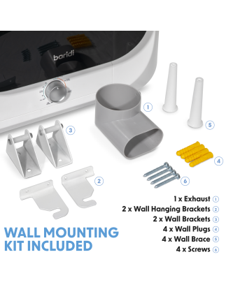 Baridi Small Tumble Dryer, Portable, 2.5kg, Vented, Perfect for Counter Top or Wall Mounted Use with Mechanical Controls, Compac