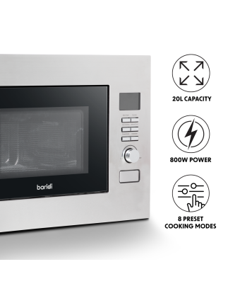 Baridi 20L Integrated Microwave Oven, 800W, Stainless Steel