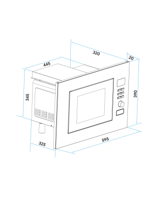 Baridi 20L Integrated Microwave Oven, 800W, Stainless Steel