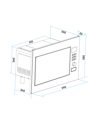 Baridi 25L Integrated Microwave Oven with Grill, 900W, Stainless Steel