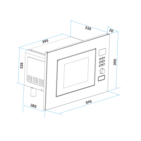 Four à micro-ondes intégré Baridi 25 L avec grill, 900 W, commandes tactiles par capteur, noir