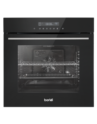 Baridi 60cm Built-In Fan Assisted, Single, Integrated 10 Function Electric Oven, Touchscreen Controls, 72L Capacity, Black