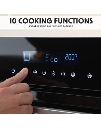 Baridi 60cm Built-In Fan Assisted, Single, Integrated 10 Function Electric Oven, Touchscreen Controls, 72L Capacity, Black