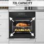 Baridi 60cm Built-In Fan Assisted, Single, Integrated 10 Function Electric Oven, Touchscreen Controls, 72L Capacity, Black