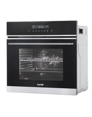 Baridi 60cm Built-In Fan Assisted, Single, Integrated 10 Function Electric Oven, Touchscreen Controls, 72L Capacity, Black/Stain