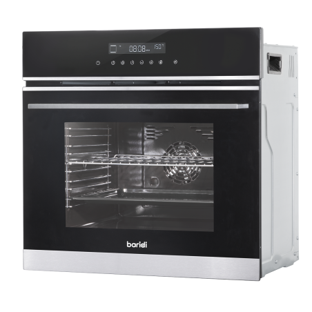 Baridi 60cm Built-In Fan Assisted, Single, Integrated 10 Function Electric Oven, Touchscreen Controls, 72L Capacity, Black/Stain