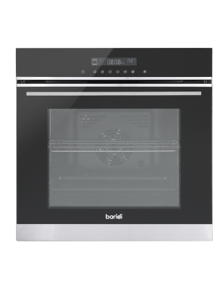 Baridi 60cm Built-In Fan Assisted, Single, Integrated 10 Function Electric Oven, Touchscreen Controls, 72L Capacity, Black/Stain