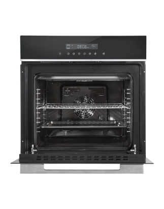 Baridi 60cm Built-In Fan Assisted, Single, Integrated 10 Function Electric Oven, Touchscreen Controls, 72L Capacity, Black/Stain