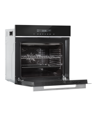 Baridi 60cm Built-In Fan Assisted, Single, Integrated 10 Function Electric Oven, Touchscreen Controls, 72L Capacity, Black/Stain