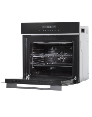 Baridi 60cm Built-In Fan Assisted, Single, Integrated 10 Function Electric Oven, Touchscreen Controls, 72L Capacity, Black/Stain